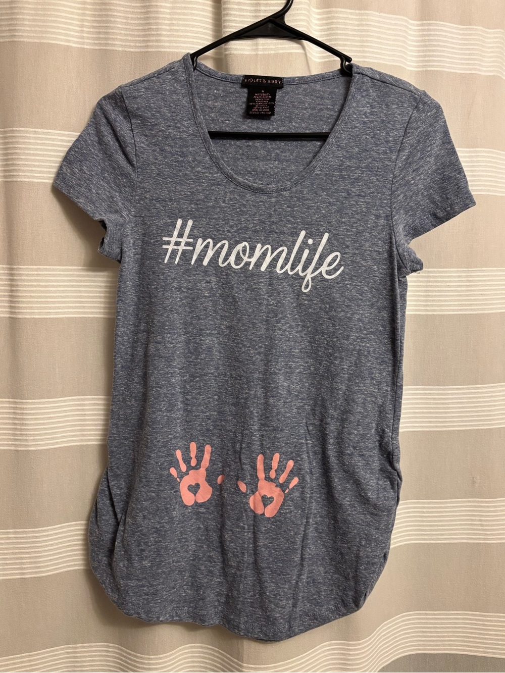 #momlife Short Sleeve Tee in Heather Blue